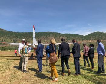 Princess Royal and her entourage at Masika Airstrip, Western Uganda