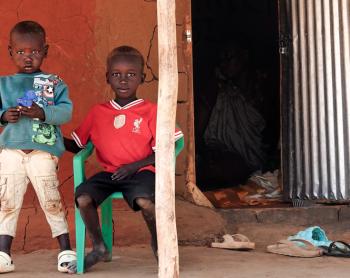 Two of the nine siblings, in Tut’s family, in Palorinya refugee settlement in northern Uganda.