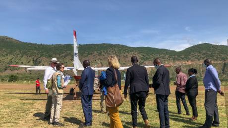 Princess Royal and her entourage at Masika Airstrip, Western Uganda