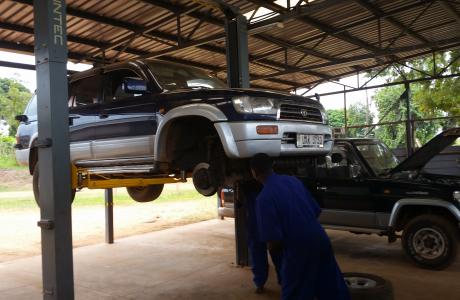 Vehicle workshop in Uganda