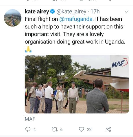 UK High Commissioner to Uganda tweets