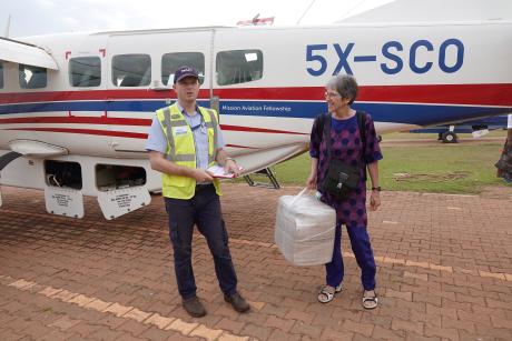 Pilot Wim Hobo flew Dr. Gisela Schneider to Arua